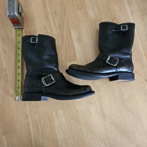 Frye Veronica Black Leather Combat & Moto Boots like new wear 1 time - Picture 2 of 13
